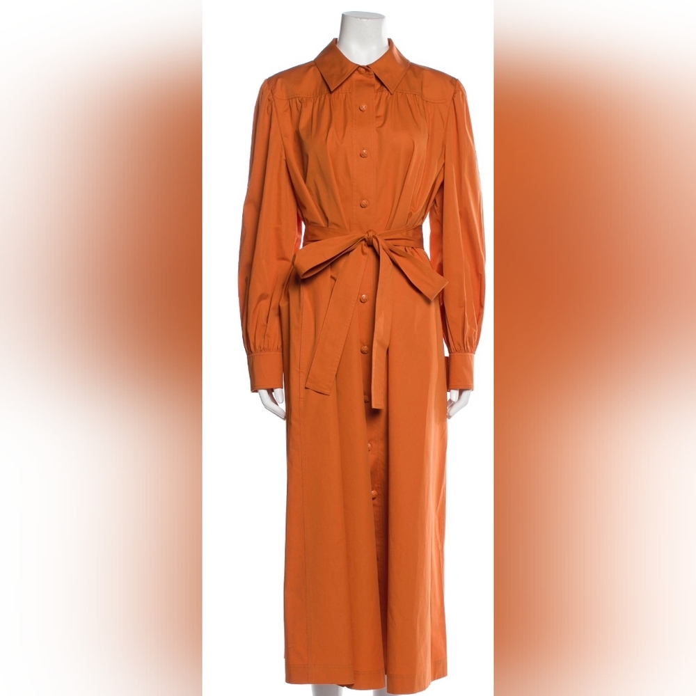 TORY BURCH Cotton Poplin Orange Shirtdress NWOT Sz 14